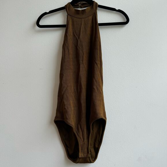 Zara Halterneck Ribbed Copper Color Bodysuit - Medium - Picture 1 of 7